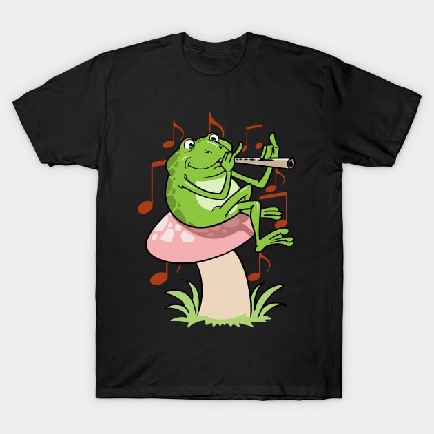 Cottagecore Fairycore Frog With Flute T-Shirt by ModernMode